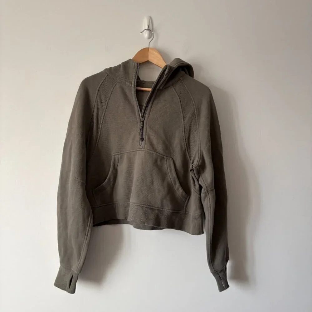 Lululemon Scuba Oversized Half-Zip Hoodie Medium Olive Green Size M/L